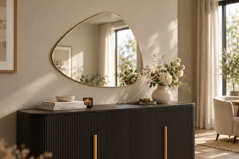 Miroir mural moderne NOEMI 85cm or accrochage variable