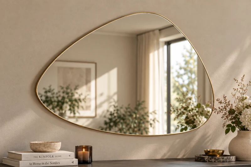 Miroir mural moderne NOEMI 85cm or accrochage variable