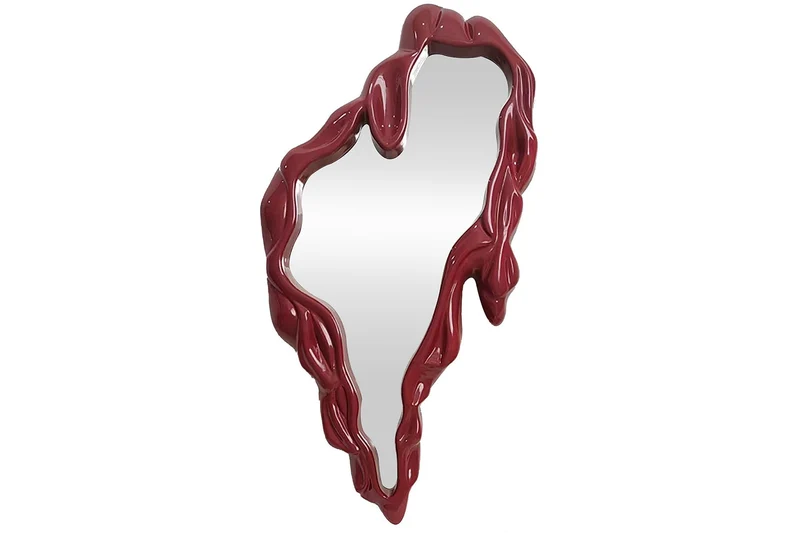 Miroir mural extravagant FLUIDUM 150cm rouge suspension verticale forme organique