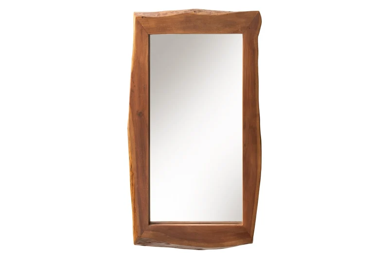 Miroir massif MAMMUT 160cm marron bois d'acacia bord d'arbre miroir mural