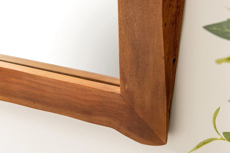 Miroir massif MAMMUT 160cm marron bois d'acacia bord d'arbre miroir mural