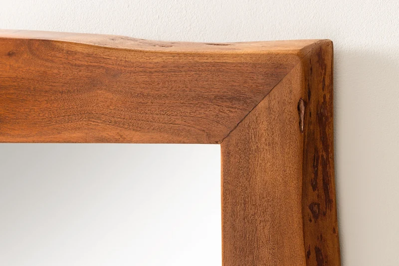 Miroir massif MAMMUT 160cm marron bois d'acacia bord d'arbre miroir mural