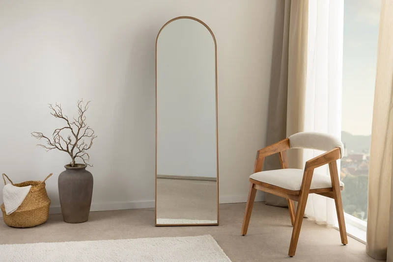 Miroir sur pied nordique PORTRAIT 165cm naturel en design bois de chêne