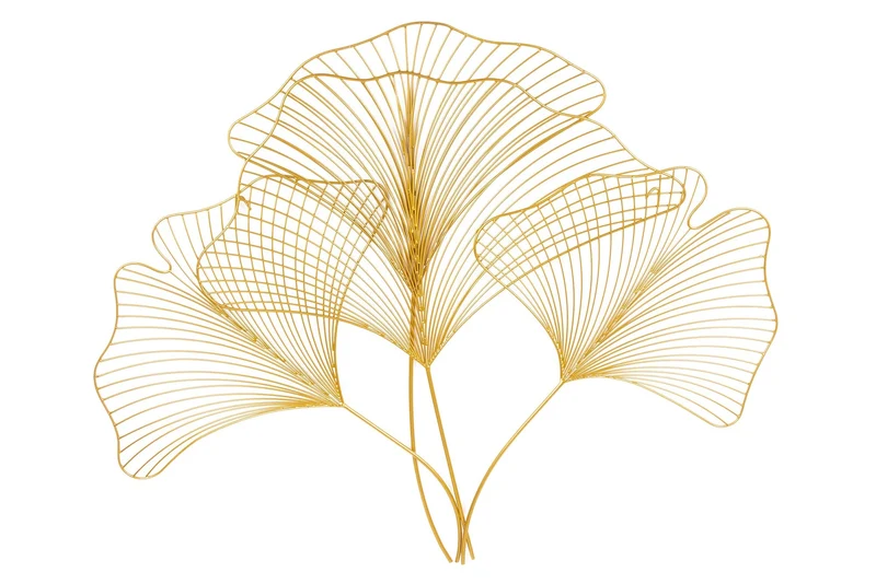 Décoration murale élégante GINKGO 90cm or en forme de feuille filigrane