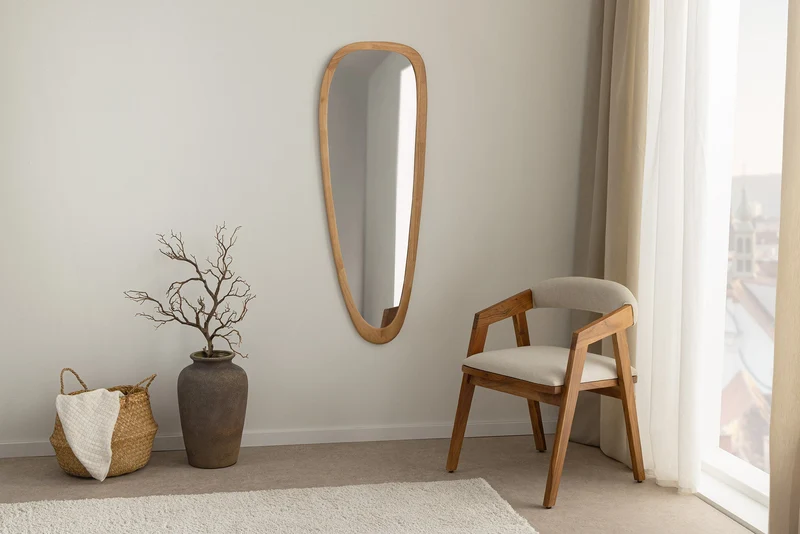 Miroir mural massif ORGANIC 120cm naturel design bois de chêne
