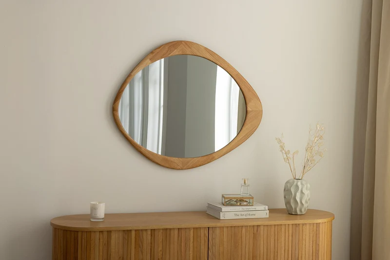Miroir mural massif ORGANIC 90cm design en bois de chêne naturel