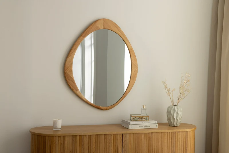 Miroir mural massif ORGANIC 90cm design en bois de chêne naturel
