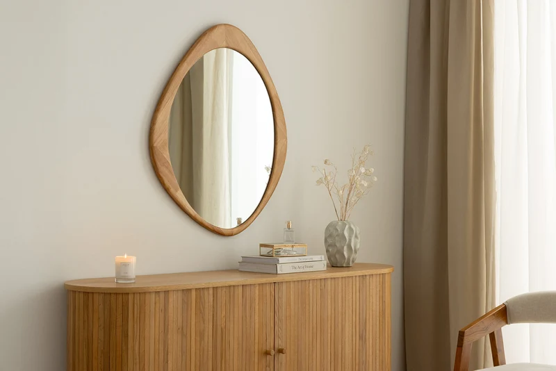 Miroir mural massif ORGANIC 90cm design en bois de chêne naturel