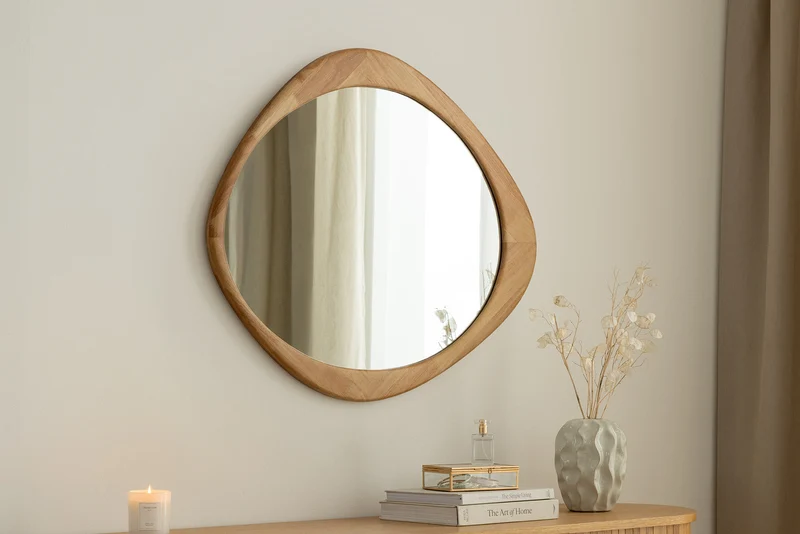 Miroir mural massif ORGANIC 90cm design en bois de chêne naturel