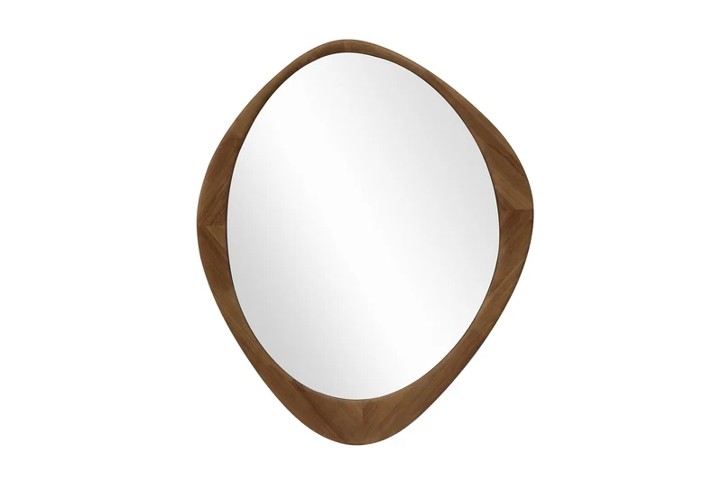Miroir mural massif ORGANIC 90cm marron design bois de noyer