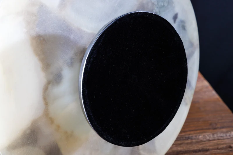Lot de 2x Présentoir à gâteau décoratif NOBLE 35cm argent pierre précieuse fait main agate quartz aluminium