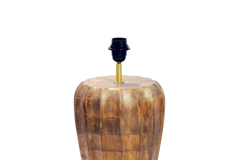 Lampe de table fabriquée à la main PURE NATURE 65cm blanc naturel bois de manguier avec abat-jour en tissu (réf. 48095)