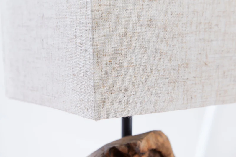 Lot de 2x Lampe de table artisanale en bois flotté HYPNOTIC 45cm beige avec abat-jour en lin