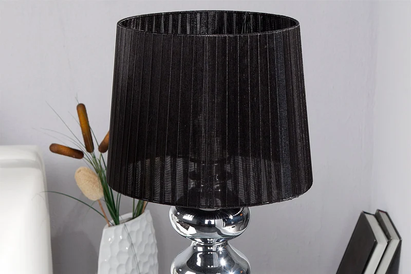 Lampe de table MIA 60 cm argentée avec abat-jour en tissu