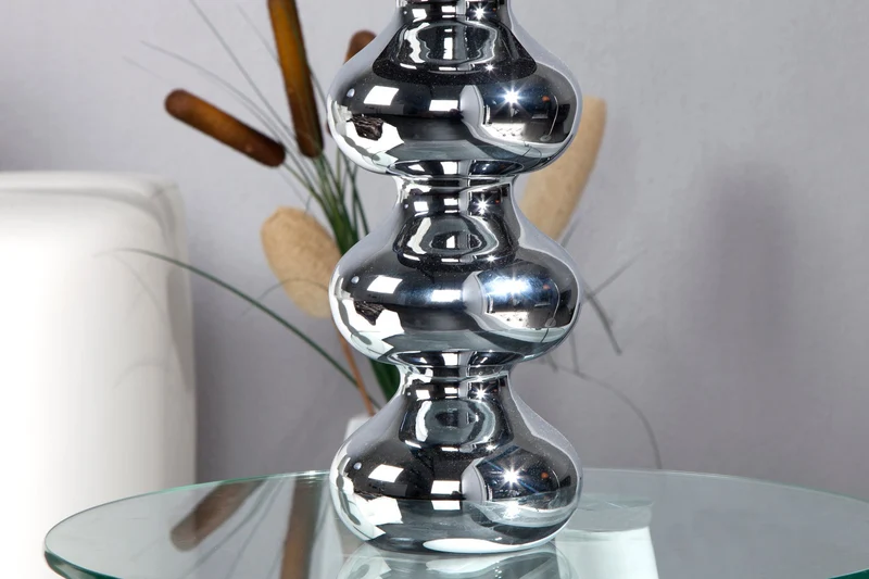 Lampe de table MIA 60 cm argentée avec abat-jour en tissu
