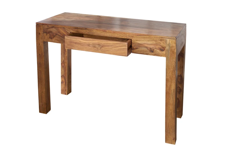 Table console secrétaire massive MAKASSAR 100 cm finition pierre de Sheesham marron