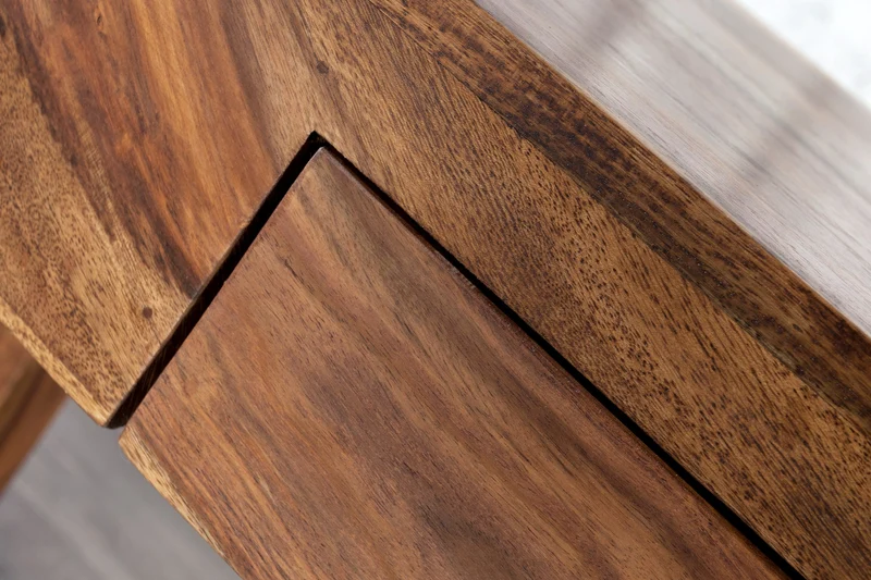 Table console secrétaire massive MAKASSAR 100 cm finition pierre de Sheesham marron
