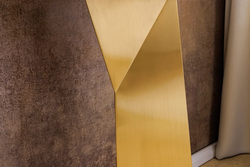 Console design EXTRAVAGANCIA 140cm marbre blanc métal doré champagne brossé