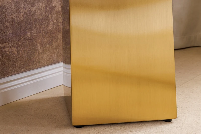 Console design EXTRAVAGANCIA 140cm marbre blanc métal doré champagne brossé