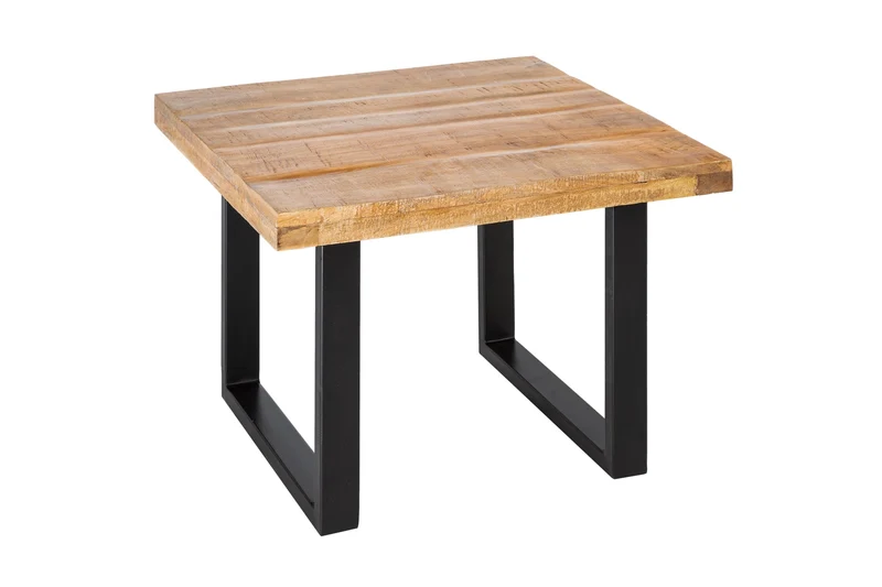 Table basse massive IRON CRAFT 60cm en bois de manguier design industriel