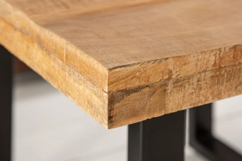 Table basse massive IRON CRAFT 60cm en bois de manguier design industriel
