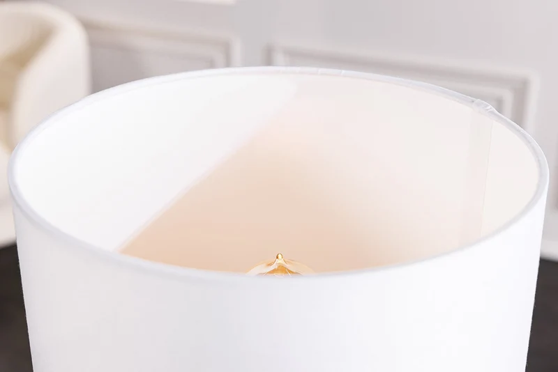 Lampe de table Design PURE NATURE 45cm naturelle faite main en bois d'acier abat-jour en coton blanc