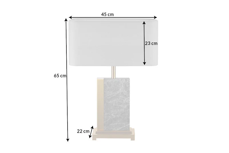 Design lampe de table ELEGANCIA 65cm or gris abat-jour en tissu marbre