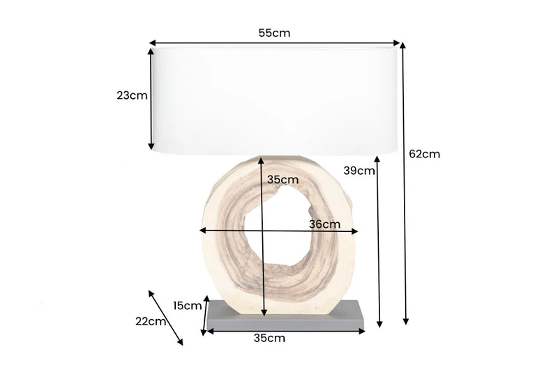 Lampe de table unique ORGANIC ARTWORK 65 cm nature crème blanc arbre arc-en-ciel avec abat-jour en lin