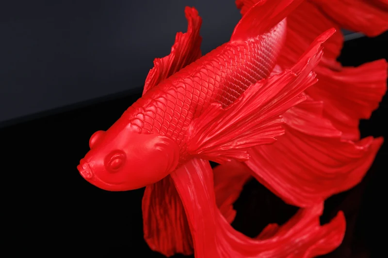 Figurine décorative design poisson combattant CROWNTAIL 35cm sculpture poisson Betta rouge