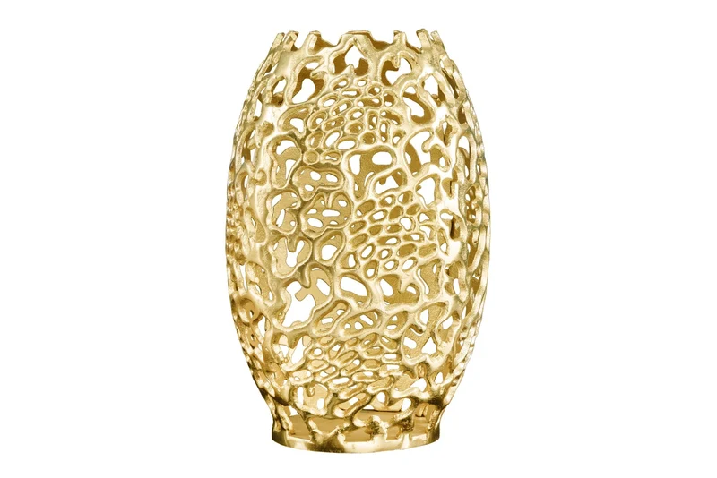 Vase design en filigrane ABSTRACT LEAF or 50cm fait main