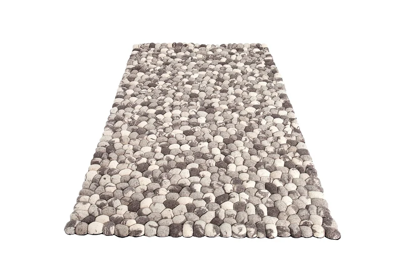 Tapis en laine vierge tissé main ORGANIC LIVING 200x120cm feutre gris aspect pierre