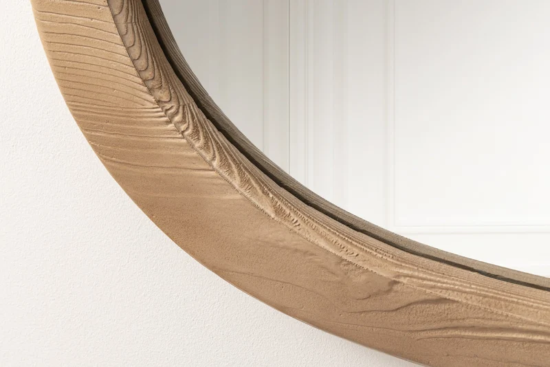 Miroir design ORGANIC 105cm naturel beige bois de pin cadre arrondi miroir mural