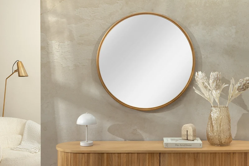 Miroir mural rond PORTRAIT 80cm or fer fait main