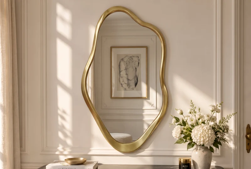 Miroir mural moderne EMBER 100cm or variable à accrocher forme organique