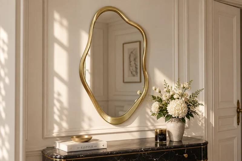 Miroir mural moderne EMBER 100cm or variable à accrocher forme organique