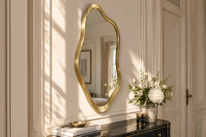 Miroir mural moderne EMBER 100cm or variable à accrocher forme organique