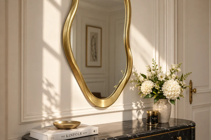 Miroir mural moderne EMBER 100cm or variable à accrocher forme organique