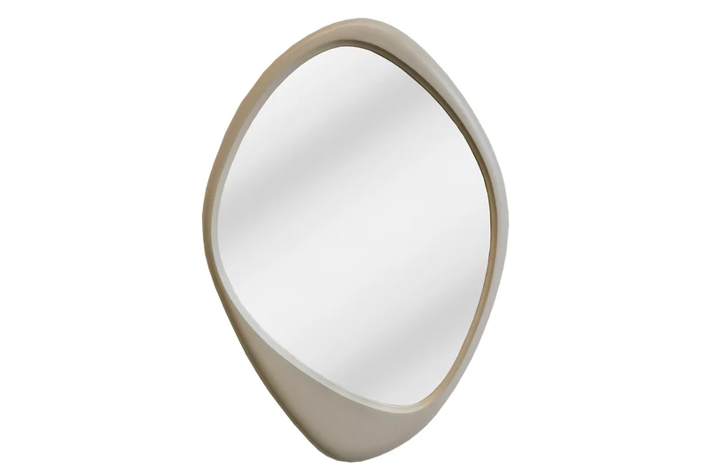 Miroir mural asymétrique ORGANIC 95 cm greige à accrocher facilement