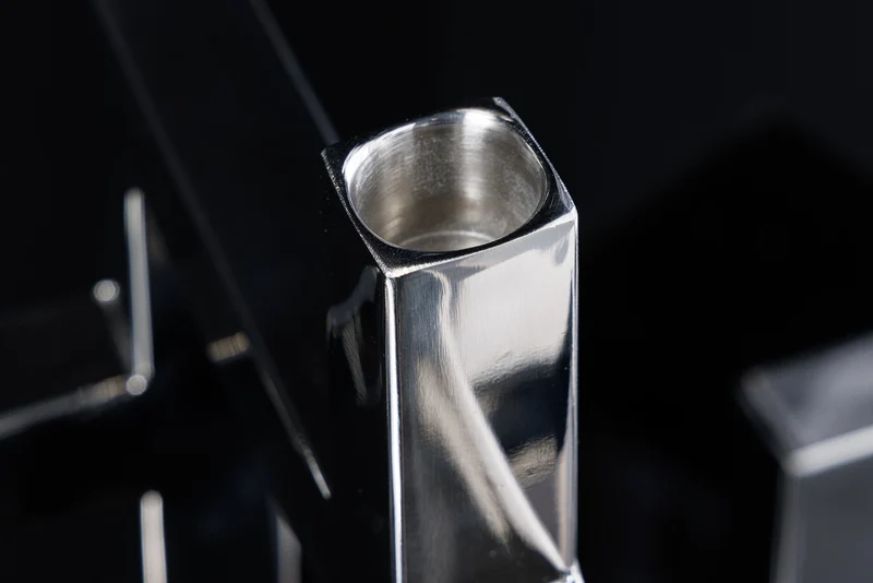 Bougeoir élégant ABSTRAIT 50cm argent pour cinq bougies fait main