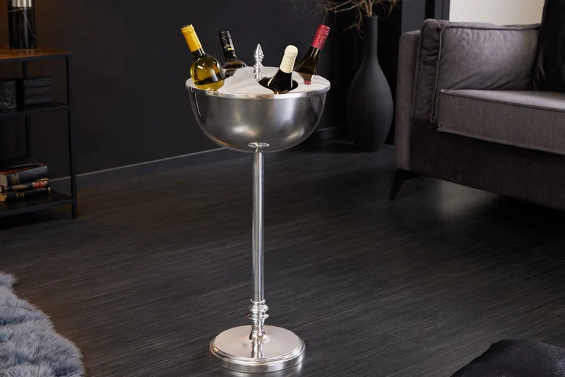 Refroidisseur de vin décoratif VINO 80cm refroidisseur de bouteille en métal argenté fait à la main refroidisseur de champagne