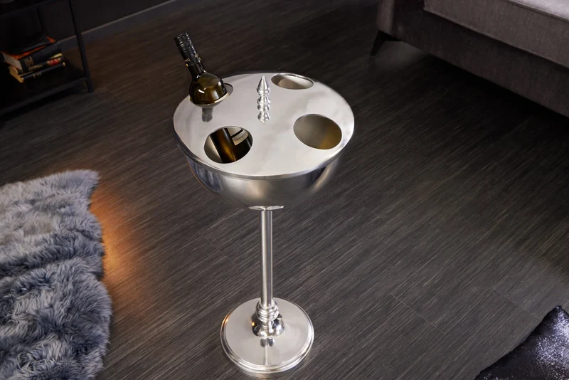 Refroidisseur de vin décoratif VINO 80cm refroidisseur de bouteille en métal argenté fait à la main refroidisseur de champagne