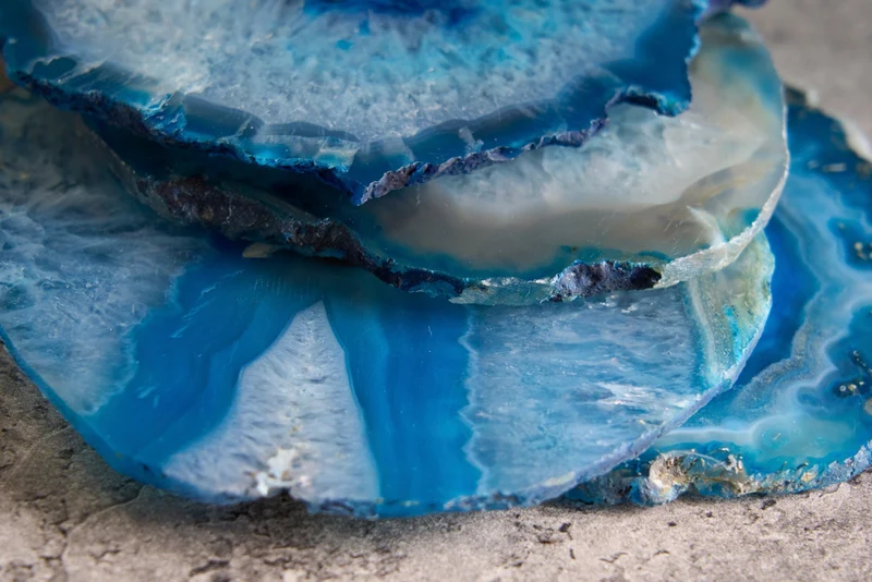 Lot de 4 sous-verres pour verres COASTER 10cm pierre précieuse bleue agate quartz fait main