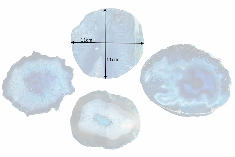Lot de 4 sous-verres pour verres COASTER 10cm pierre précieuse bleue agate quartz fait main