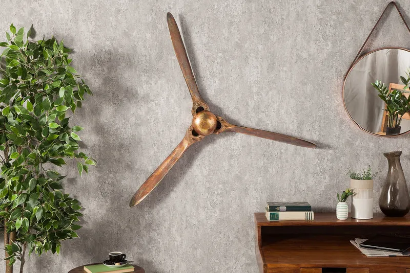 Décoration murale authentique SCREW III 97cm hélice d’avion en cuivre flammé