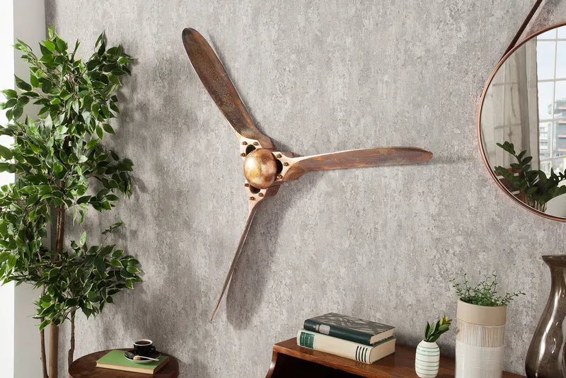 Décoration murale authentique SCREW III 97cm hélice d’avion en cuivre flammé