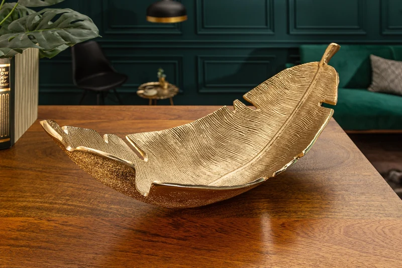 Bol décoratif design GOLD LEAF 65cm feuille d’or design métal fait main