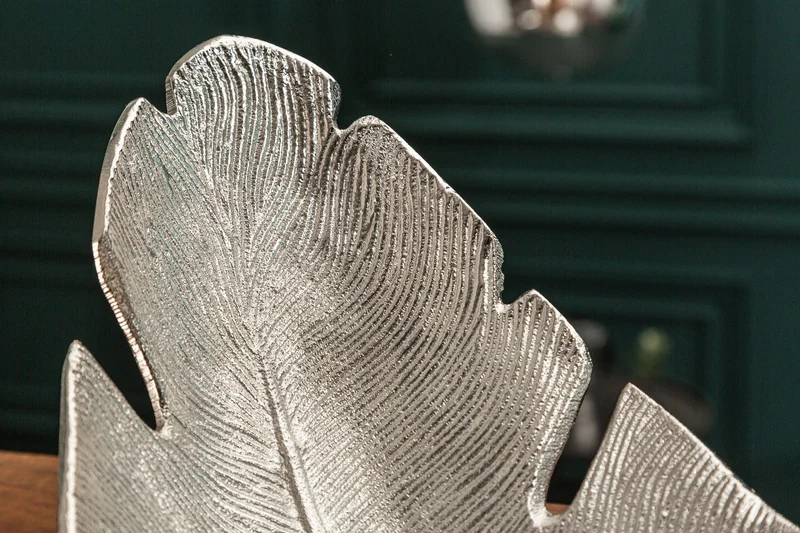 Bol décoratif design SILVER LEAF 65cm feuille d’argent design métal fait main
