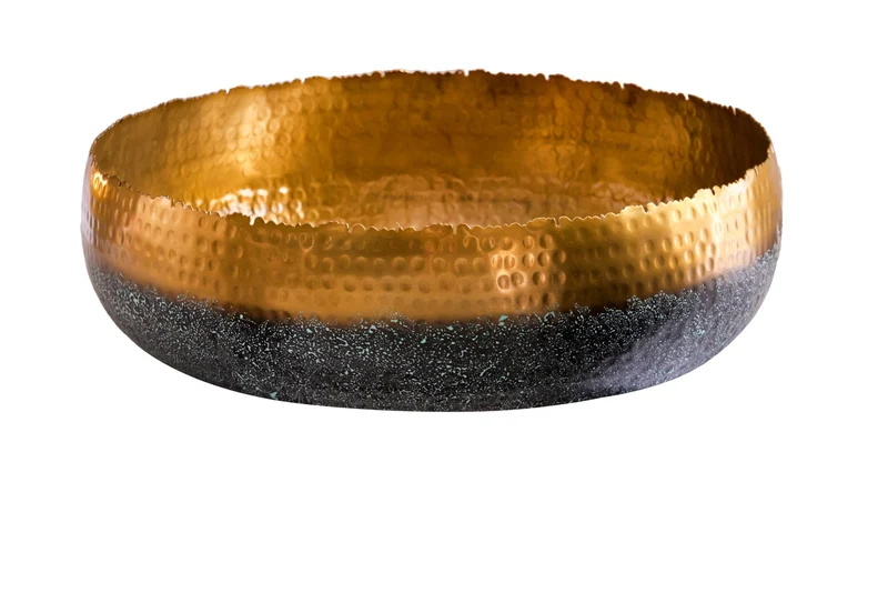 Bol décoratif artisanal ORIENT 52 cm doré avec patine au design classique martelé
