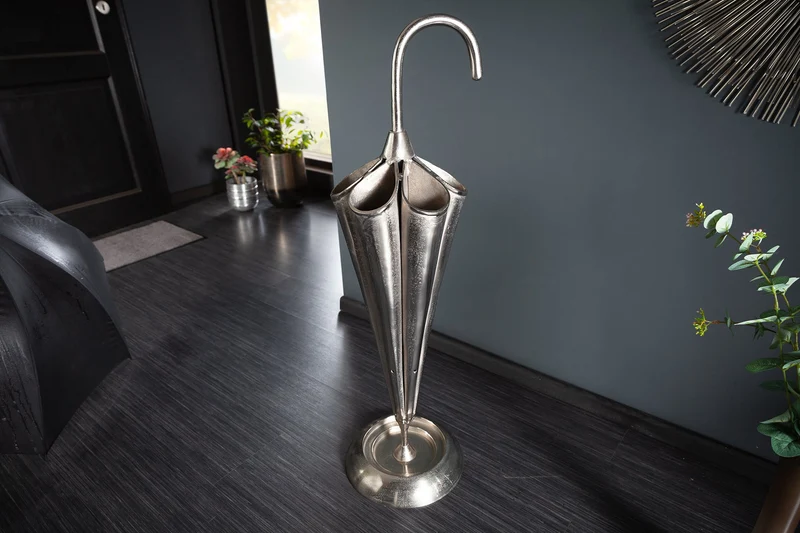 Elégant porte-parapluies UMBRELLA 91cm aluminium argenté pour 6 parapluies