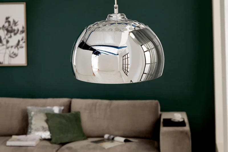 Lampe à suspension design CHROME BALL 32cm suspension chromée design moderne